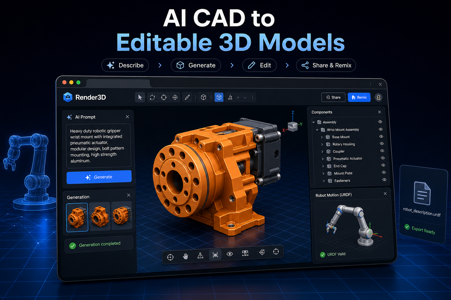 AI CAD to editable 3D models LinkedIn banner